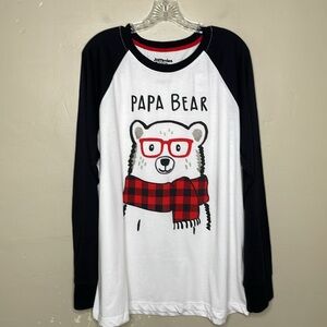 CUDDL DUDS Jamie’s for Families PAPA BEAR Long Sleeve Pajama T Shirt NWT XL